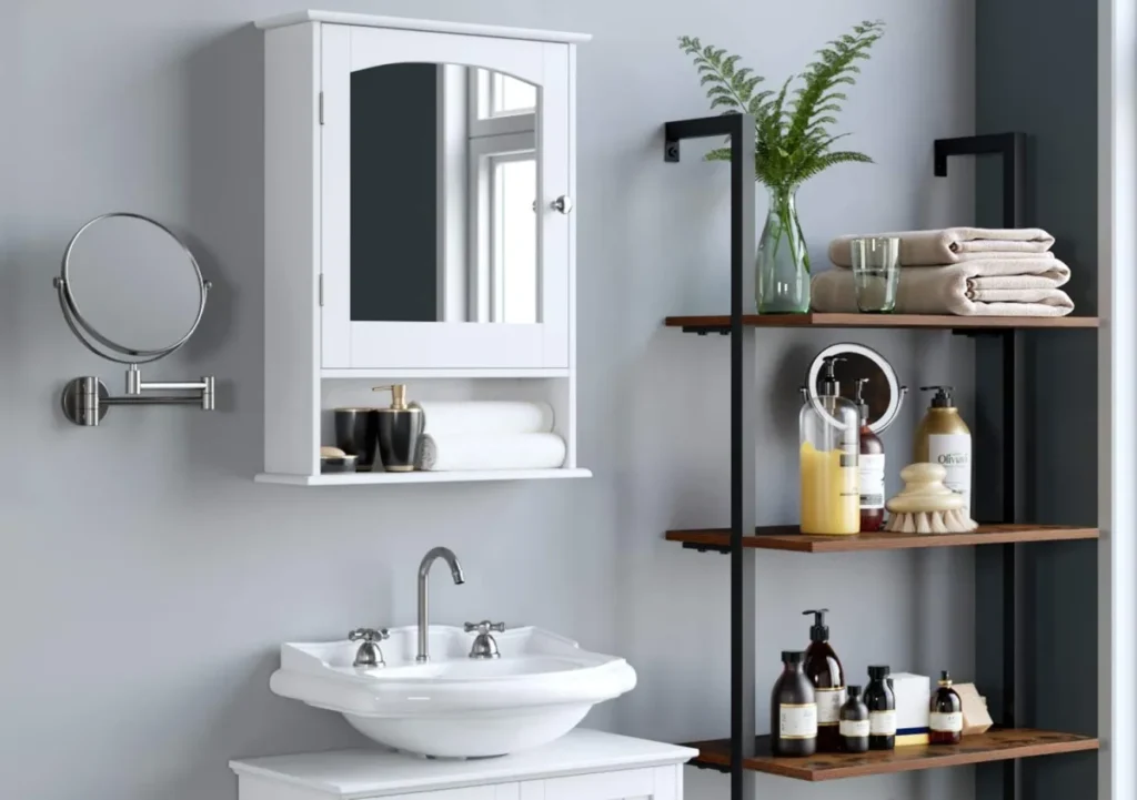 Bathroom Mirror with Side Cabinets