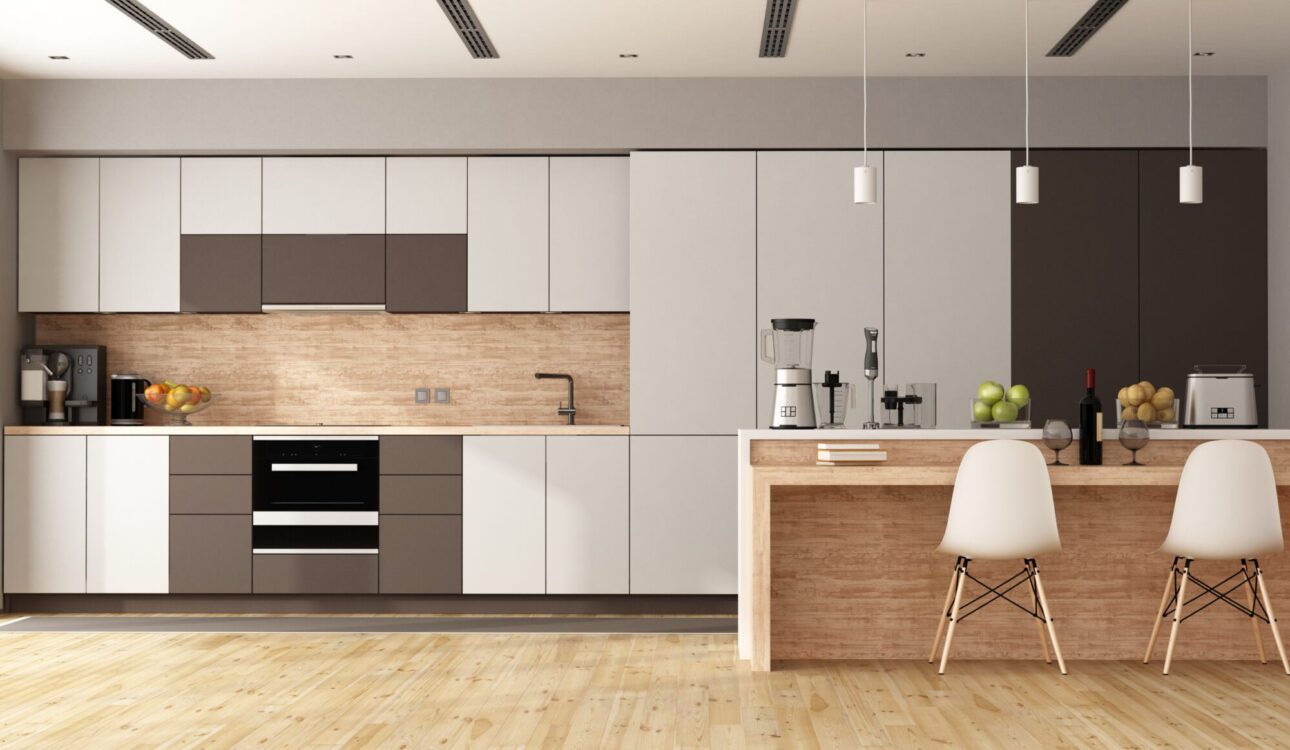 White and Brown Cabinets for Kitchen